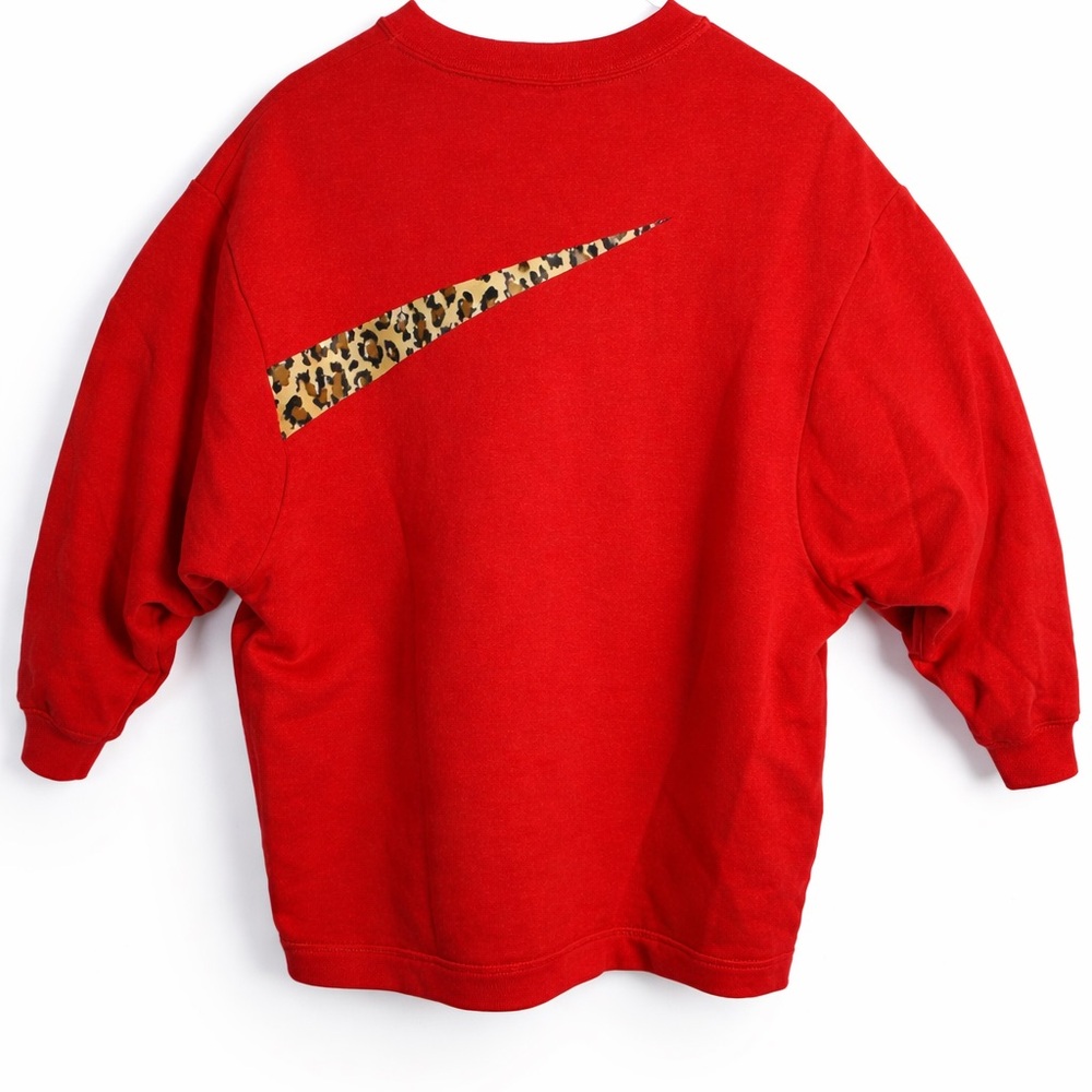 Nike Women's Red Sweatshirt with Leopard Swoosh - Picture 8 of 12